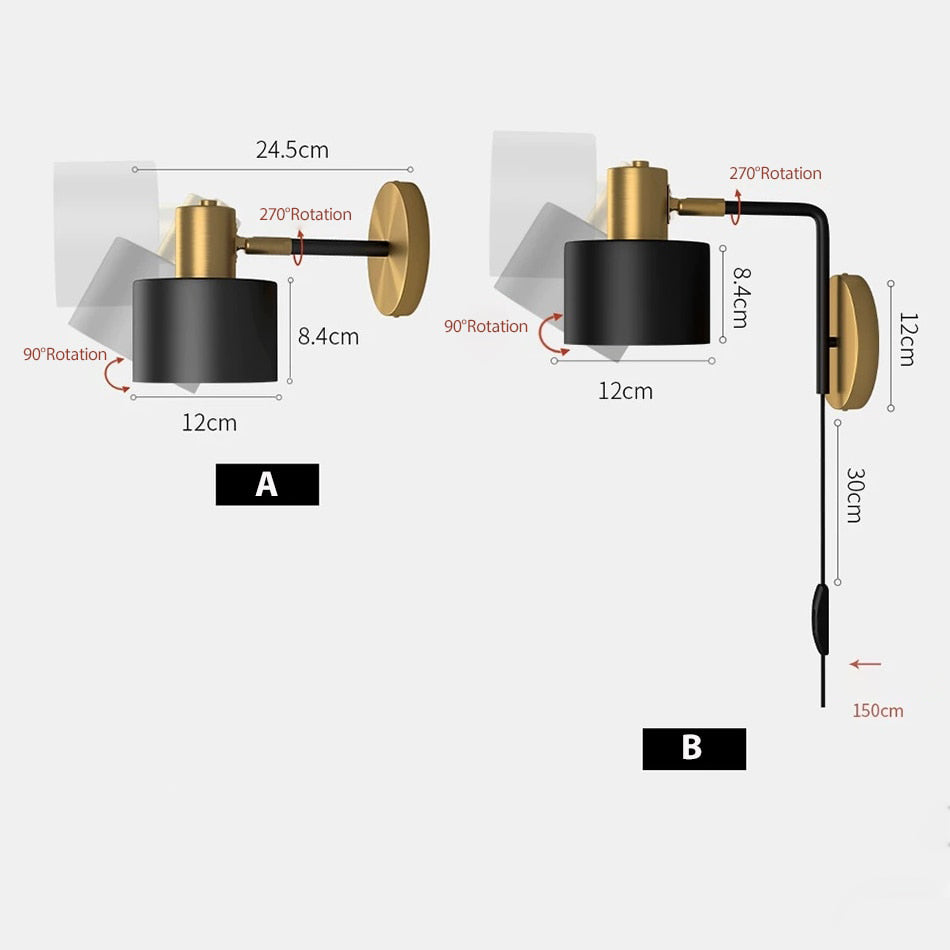 Applique murale LED noir et laiton doré Aveiro - vue 7 sur 7