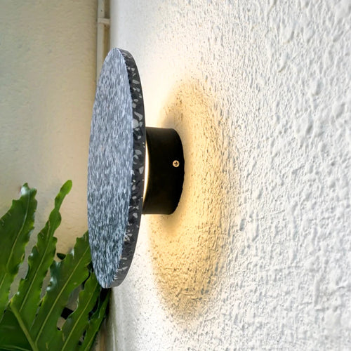 Applique extérieure LED étanche jardin rond intérieur Terrazzo &amp; acrylique décoration fond applique murale terrasse éclairage mural - vue 2 sur 15