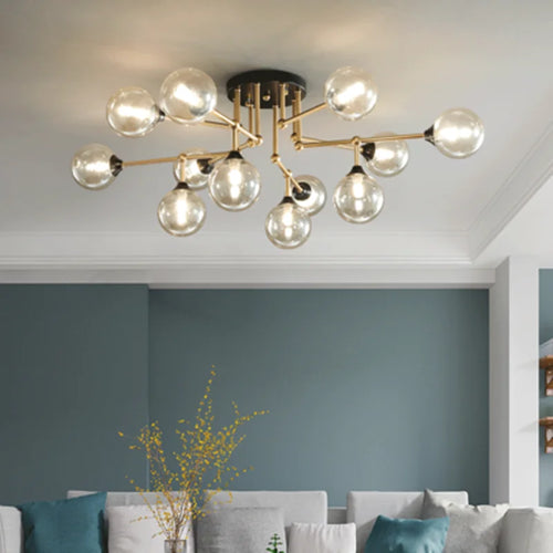 lustre moderne en verre avec éclairage décoratif design contemporain - vue 3 sur 12