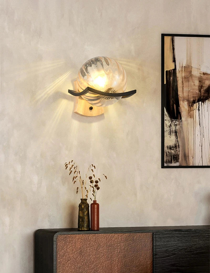 applique murale moderne en bois design lumineux décoratif en forme de lune - vue 5 sur 21