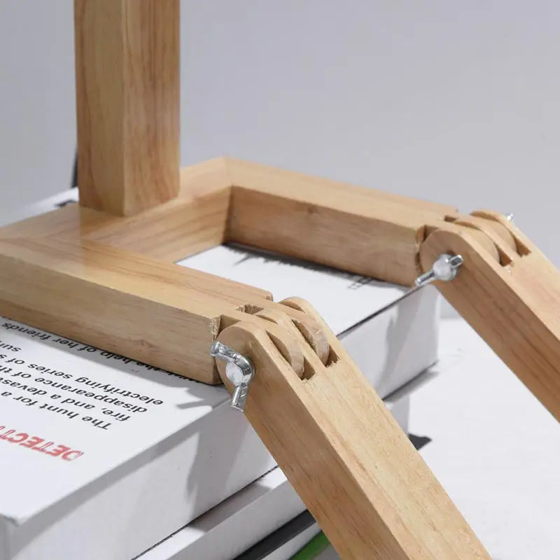 lampe à poser moderne en bois avec abat-jour tissu décoratif - vue 7 sur 11