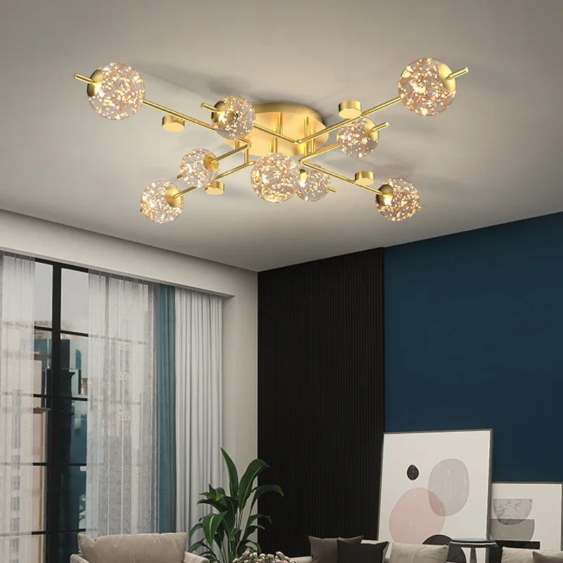 Plafonnier Led moderne lumière pour salon étude salle à manger chambre cuisine boule de verre doré