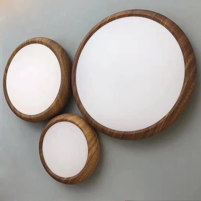 plafonnier fer bois noyer antique moderne - vue 5 sur 6