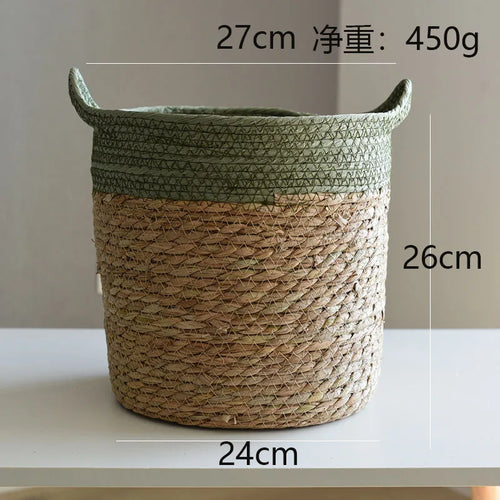 panier de rangement en paille pour décoration artisanale moderne - vue 10 sur 12