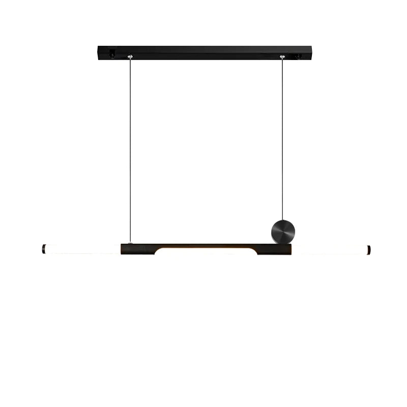 Chandelier in long dining room, black / gold thickened glass modern chandelier, hall, coffee shop, study, LED bar chandelier - vue 7 sur 18