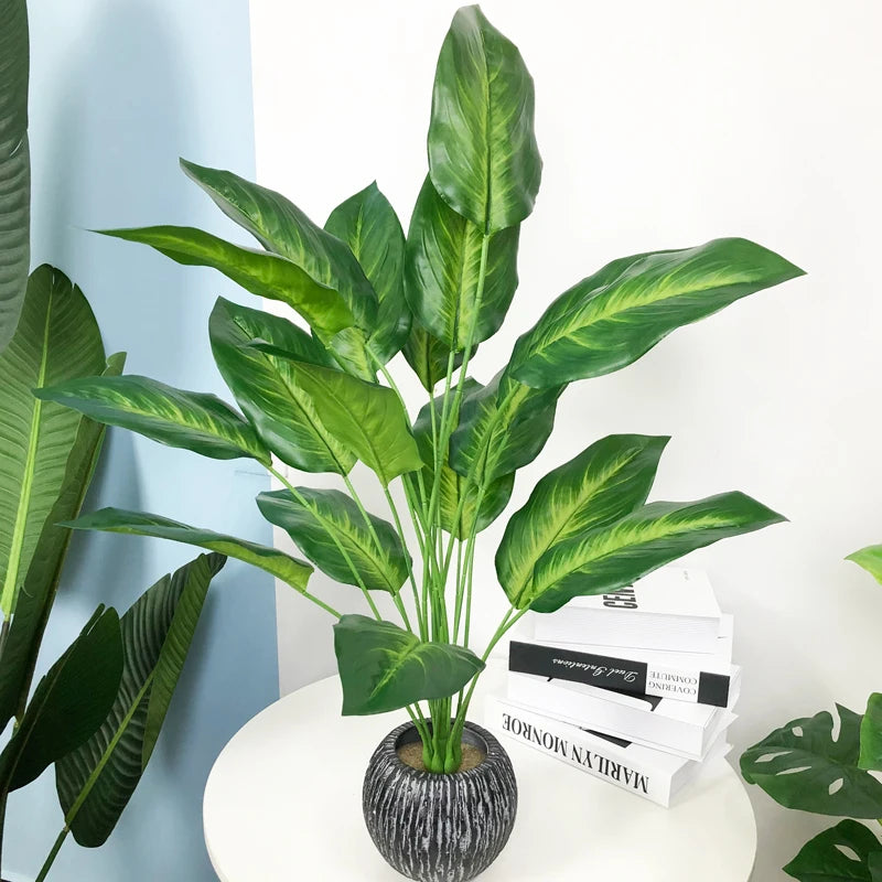 plantes artificielles strelitzia et monstera pour décoration tropicale - vue 3 sur 12