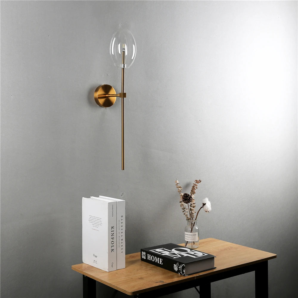 applique murale led moderne avec abat-jour en verre transparent - vue 6 sur 7
