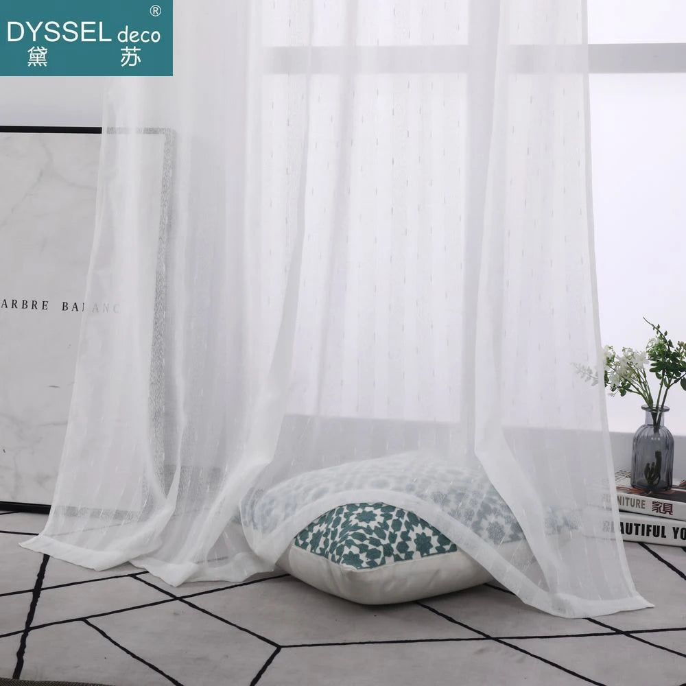 Voilage rayé style européen pour salon chambre cuisine - vue 6 sur 8