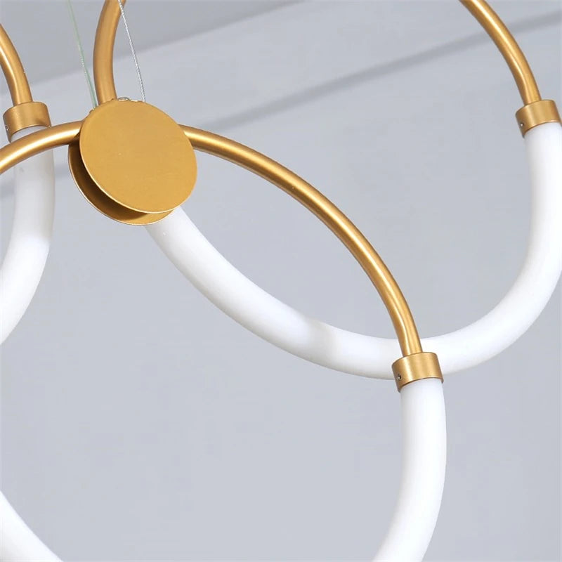 lustre moderne nordique anneau d'or suspension décoration - vue 4 sur 10