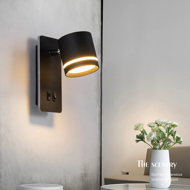 applique murale moderne rotative led avec interrupteur