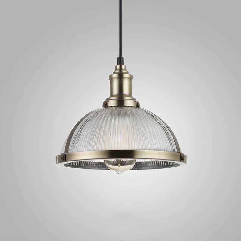 suspension vintage abat-jour en verre luminaire loft à led - vue 3 sur 8