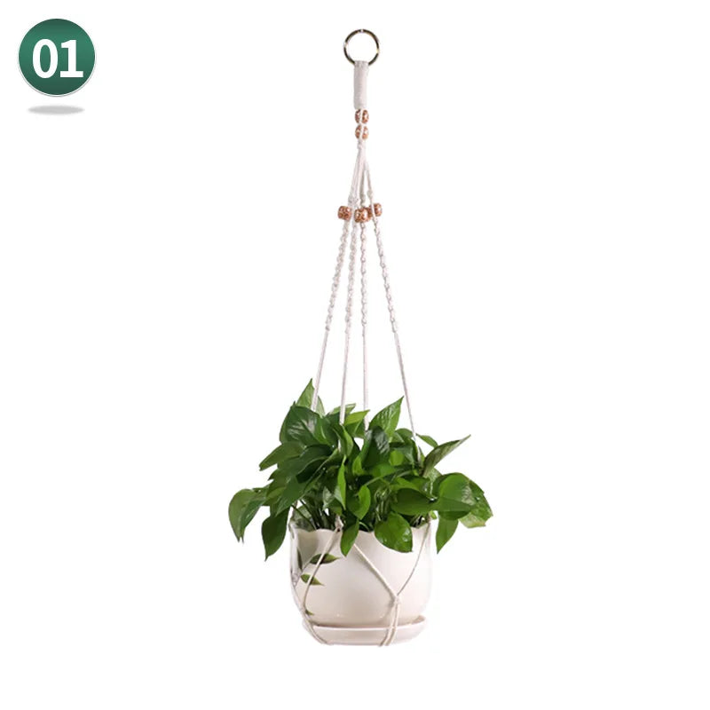 panier suspendu en macramé pour plantes artisanales décoration intérieure - vue 16 sur 18