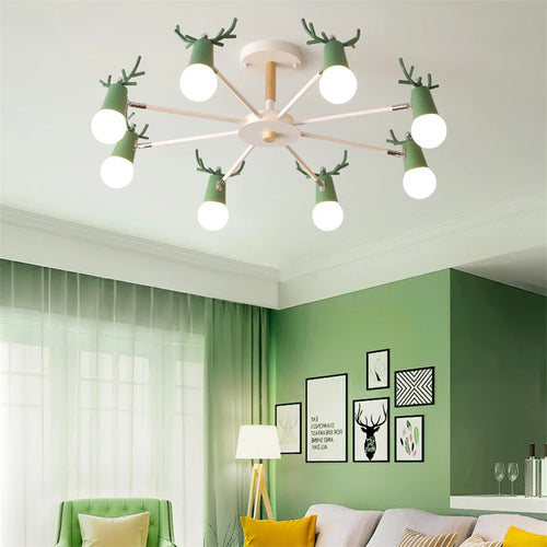 lustre en bois nordique led macaron pour chambre d'enfant - vue 4 sur 12