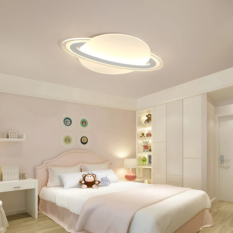 plafonnier moderne leds pour enfants motif planète espace