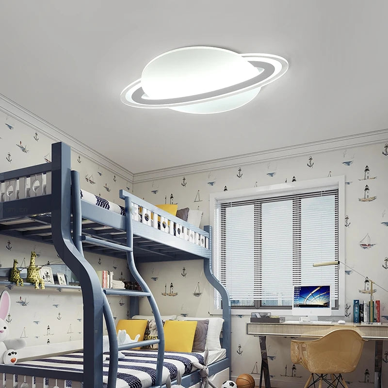 plafonnier moderne leds pour enfants motif planète espace