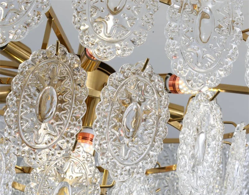 lustre rond en cristal doré design moderne à led - vue 7 sur 13