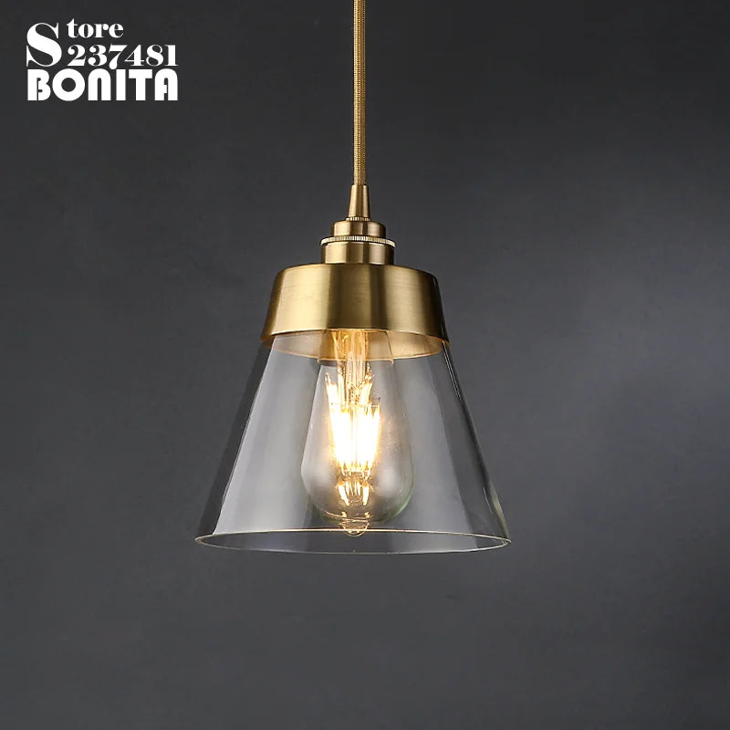 suspension rétro en laiton et verre design élégant et luxueux - vue 4 sur 9