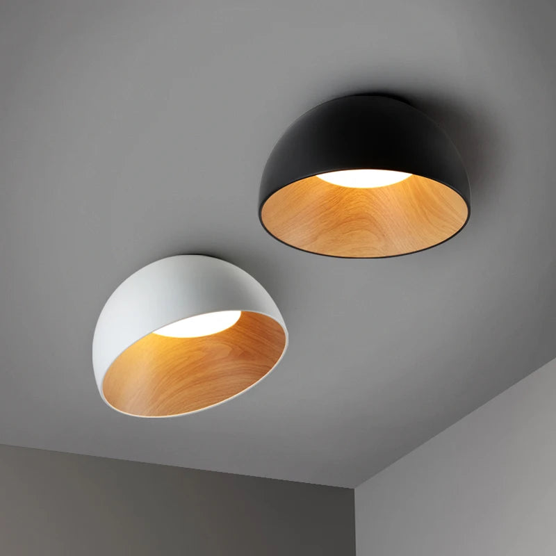 Moderne Simple bois LED lustre lumière balcon couloir créatif grain de bois lampe d'intérieur chambre Luminaires couleurs blanc ou noir - vue 3 sur 14