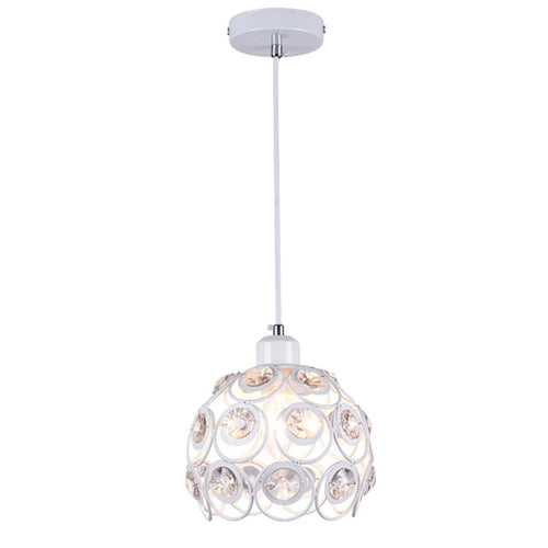 Modern Ceiling Light Chandelier Metal Crystal Shade E27, Pendant Lighting for Living Dining Room Bedroom Cafe Bar Black White - vue 3 sur 12