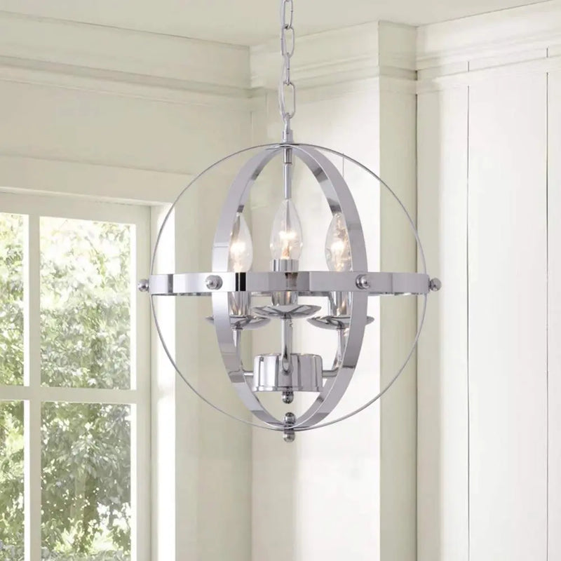 suspension créative en métal rond Vintage chromé