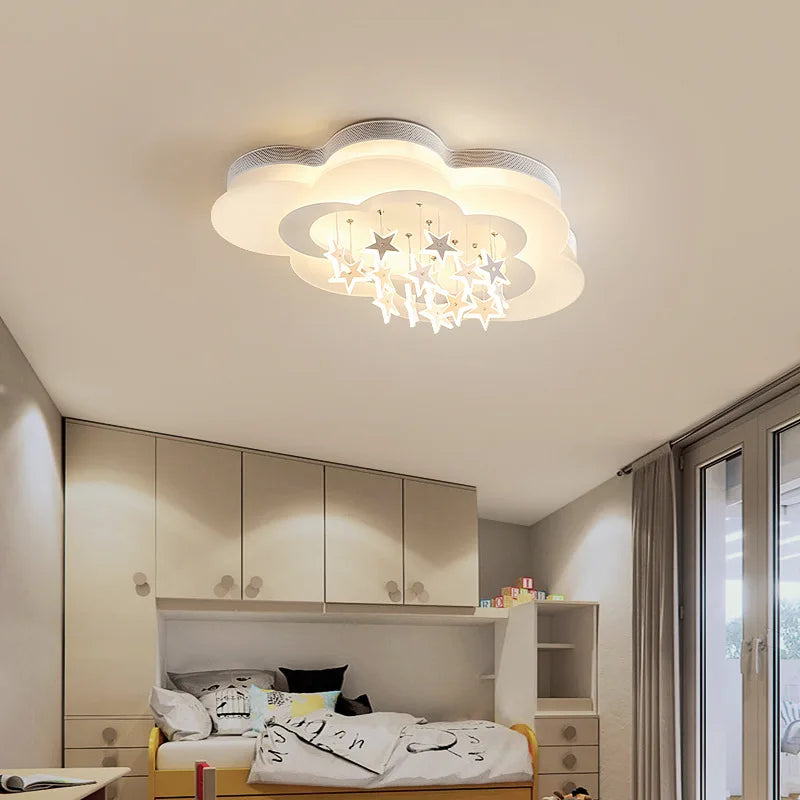 plafonnier lumineux étoiles nuages pour chambre d'enfants - vue 5 sur 10