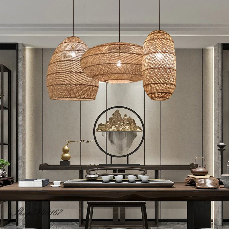 Suspension en rotin Vintage