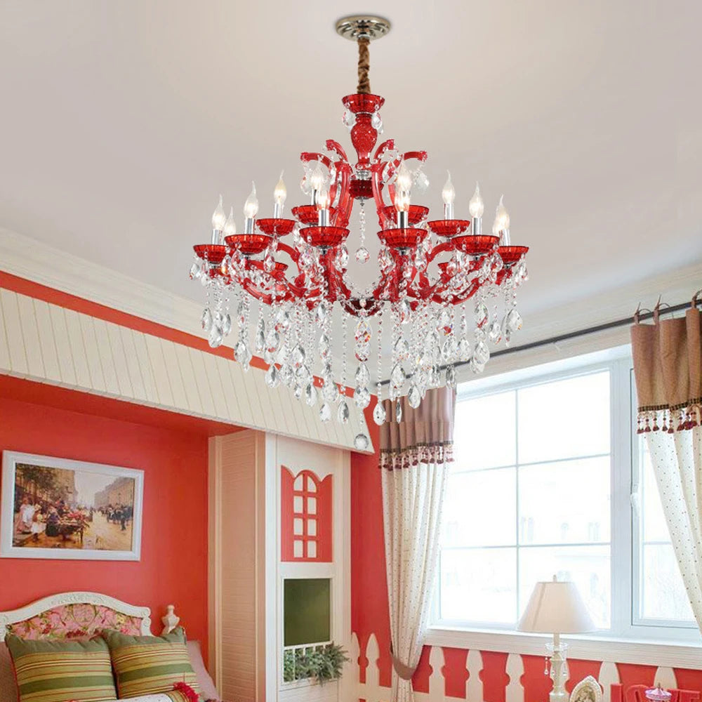 lustre moderne en fer et cristal de verre art déco éclairage suspendu - vue 5 sur 9