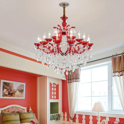 lustre moderne en fer et cristal de verre art déco éclairage suspendu - vue 6 sur 9