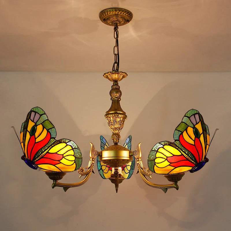 Lampe de luxe Style Tiffany en verre teinté - vue 2 sur 10