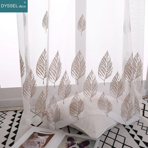 Voilage tulle brodé fleurs style européen salon chambre