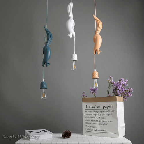 lampe suspension résine écureuil nordique led loft décoratif