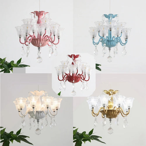 mini suspension créatives avec abat-jour en verre et cristal - vue 2 sur 21