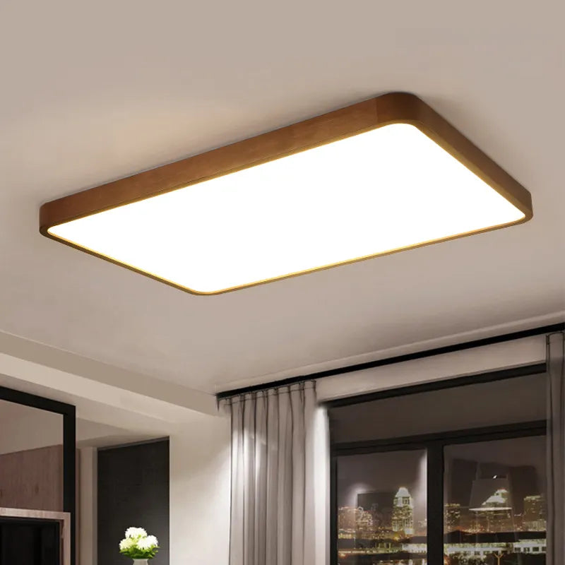 Lustre moderne LED bois acrylique - vue 4 sur 15