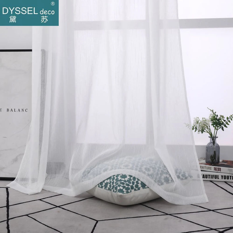 Voilage rayé style européen léger pour salon chambre