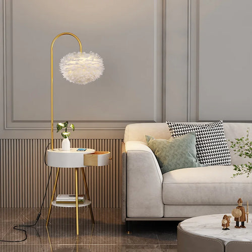 lampadaire nordique en plumes pour décoration intérieure élégante - vue 5 sur 10