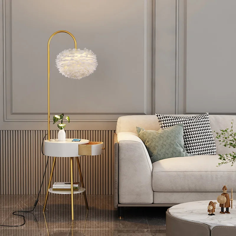 lampadaire nordique en plumes pour décoration intérieure élégante - vue 5 sur 10