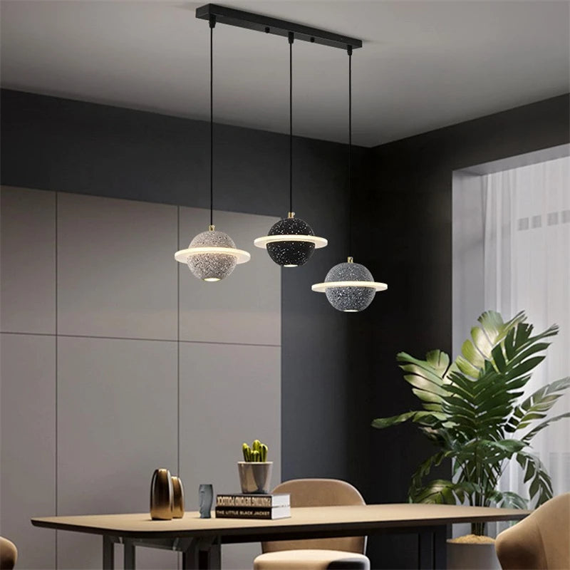 suspension modernes en ciment led pour restaurant barre lumineuse - vue 7 sur 23