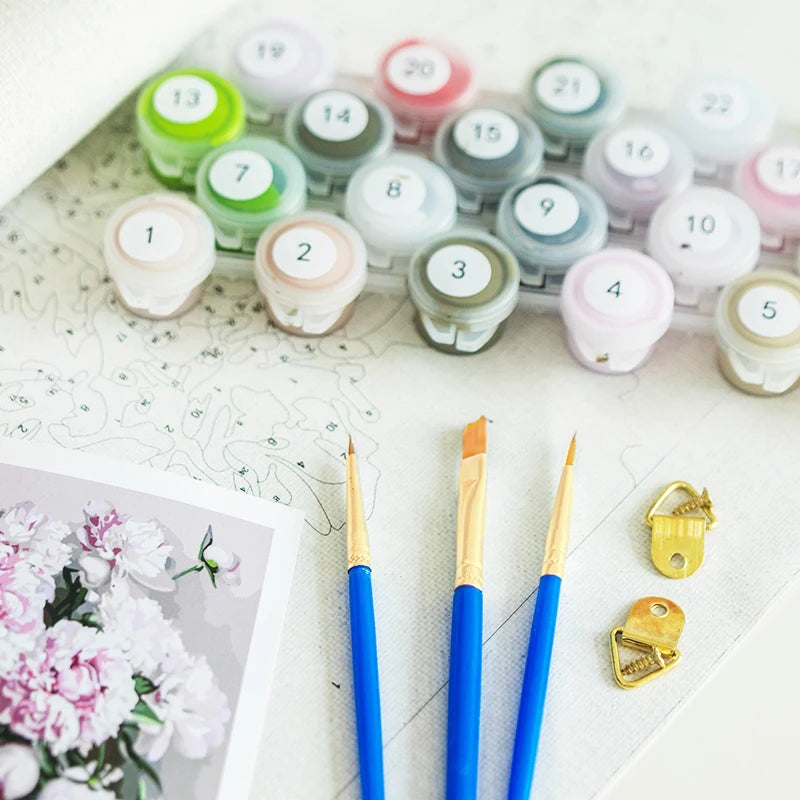 cadre peinture par numéros vase romantique en kit décoratif - vue 8 sur 7