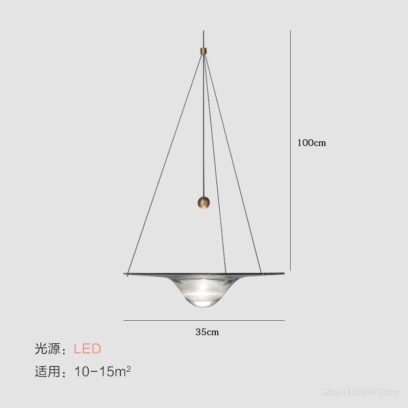 suspension LED en verre transparent design nordique moderne - vue 9 sur 9