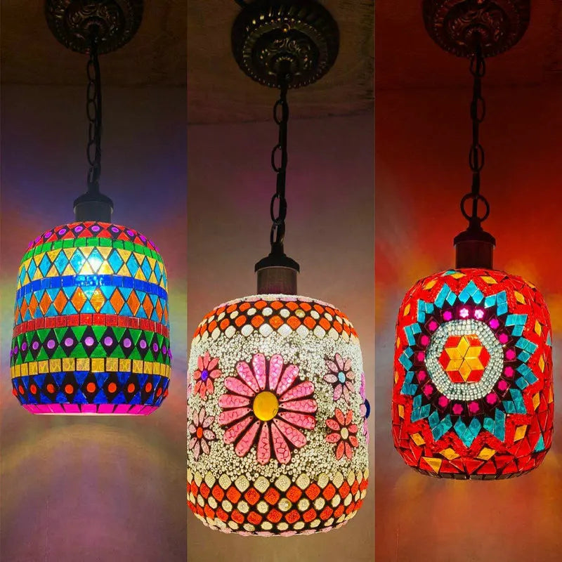 suspension LED en mosaïque turque style bohémien rétro vintage
