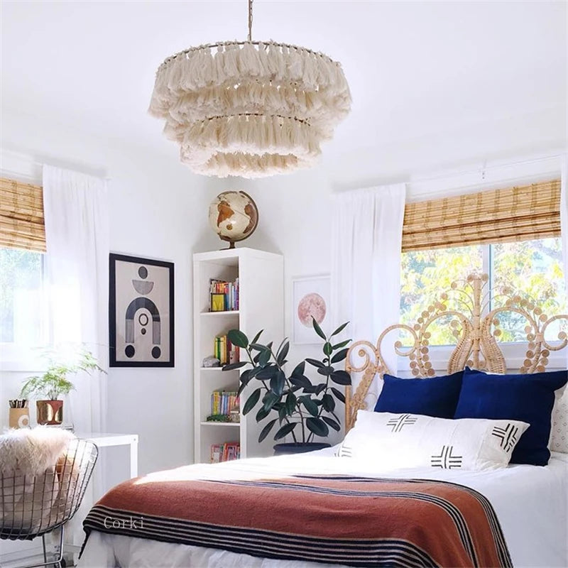suspension moderne en coton avec pampilles design nordique artistique - vue 7 sur 22