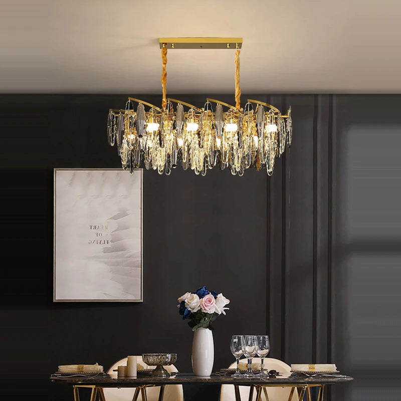 lustre art déco design en cristal et métal élégant - vue 3 sur 10