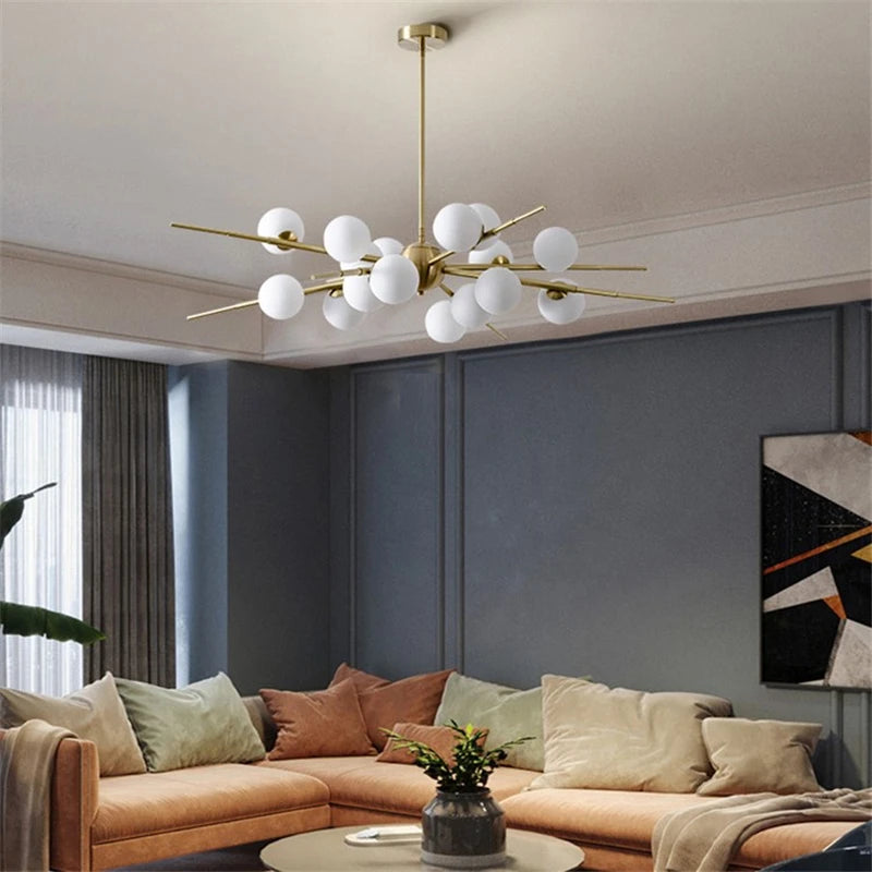 lustre led moderne en verre boule nordique pour bar café - vue 2 sur 10