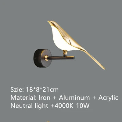 suspension LED oiseau fantaisie plaquée or design moderne ajustable - vue 9 sur 18