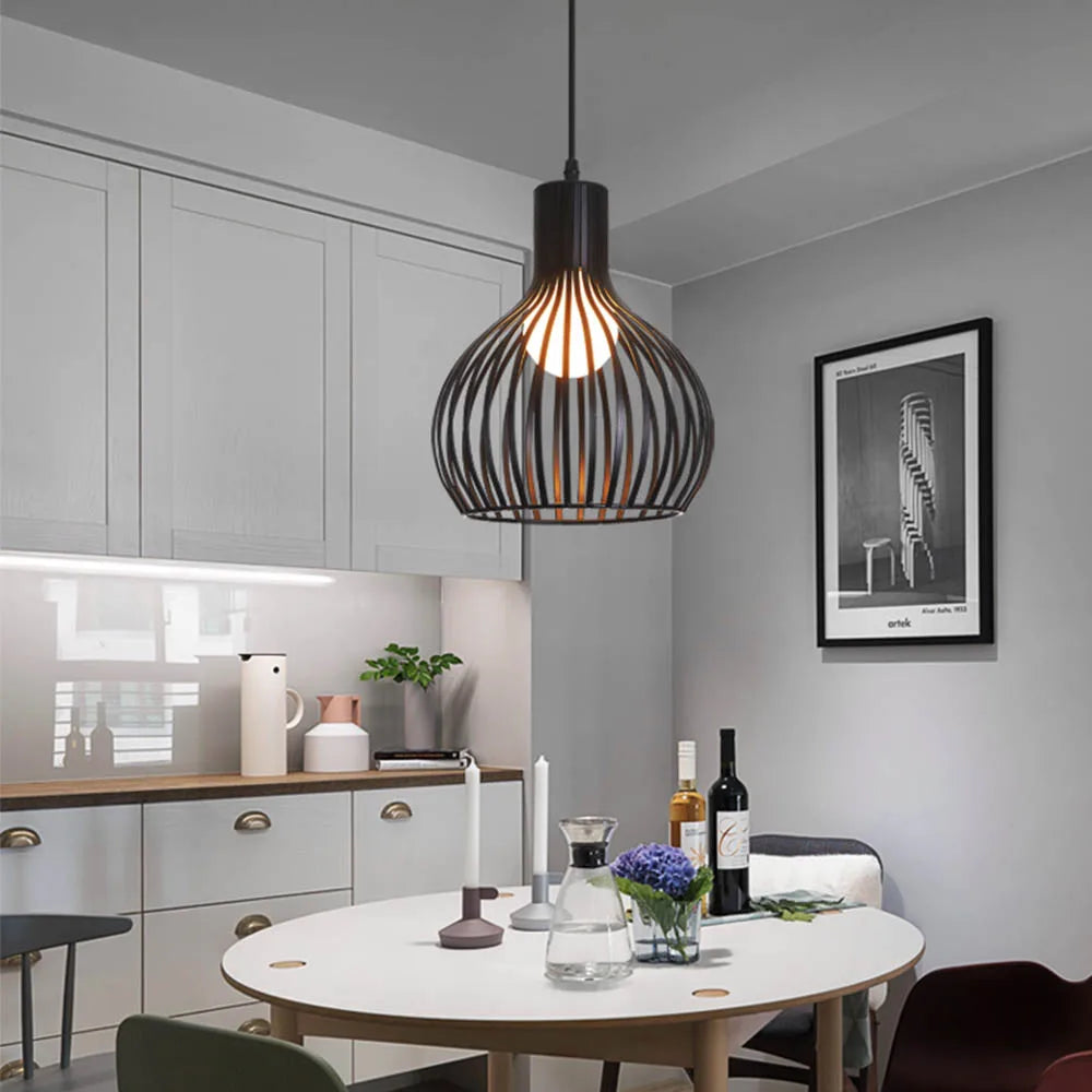 suspension rétro moderne en métal pour intérieur lumineux - vue 5 sur 7