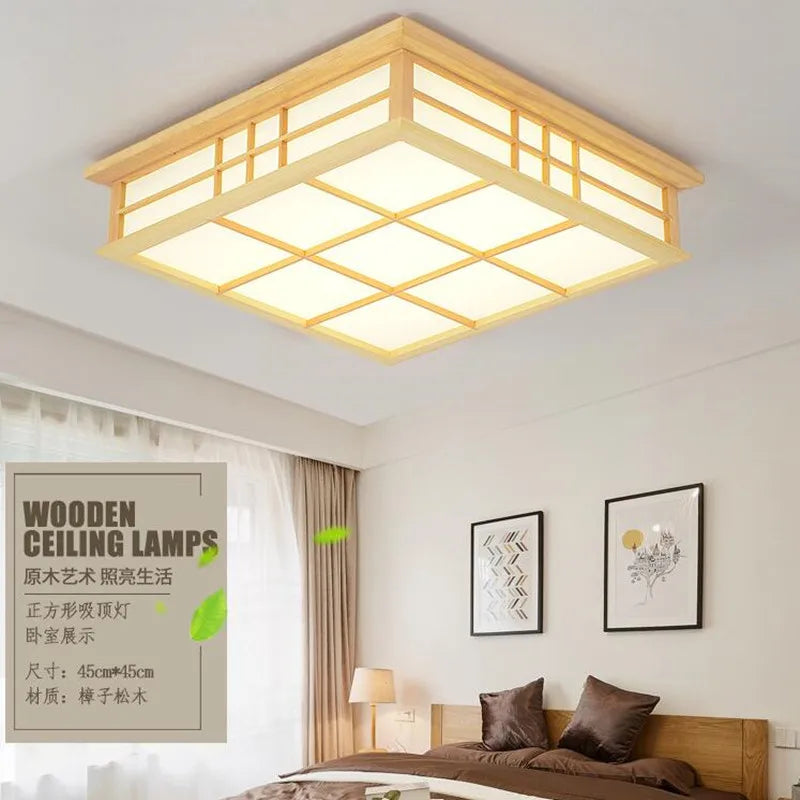 plafonnier japonais en bois à LED pour éclairage élégant - vue 6 sur 6