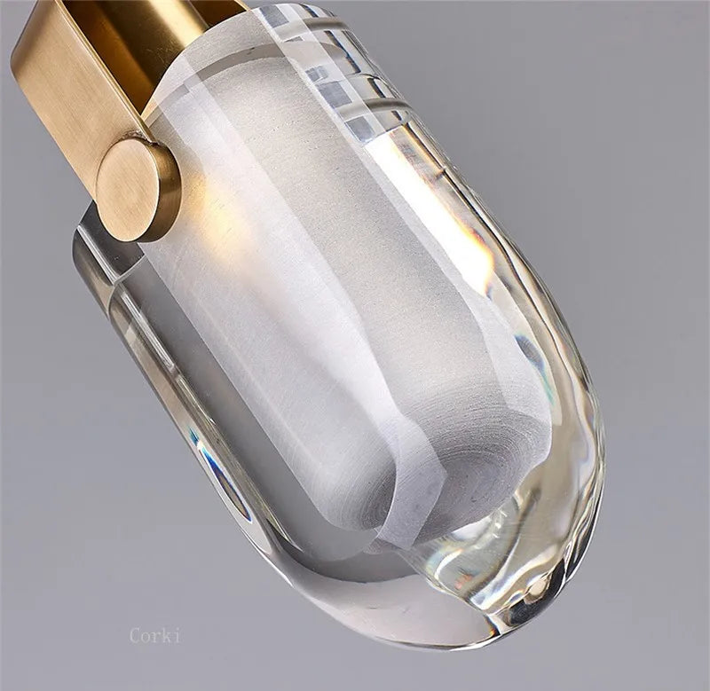 suspension moderne en cristal avec éclairage led décoratif - vue 6 sur 7