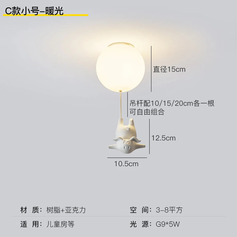 plafonnier led cochon volant pour décoration enfants - vue 14 sur 16
