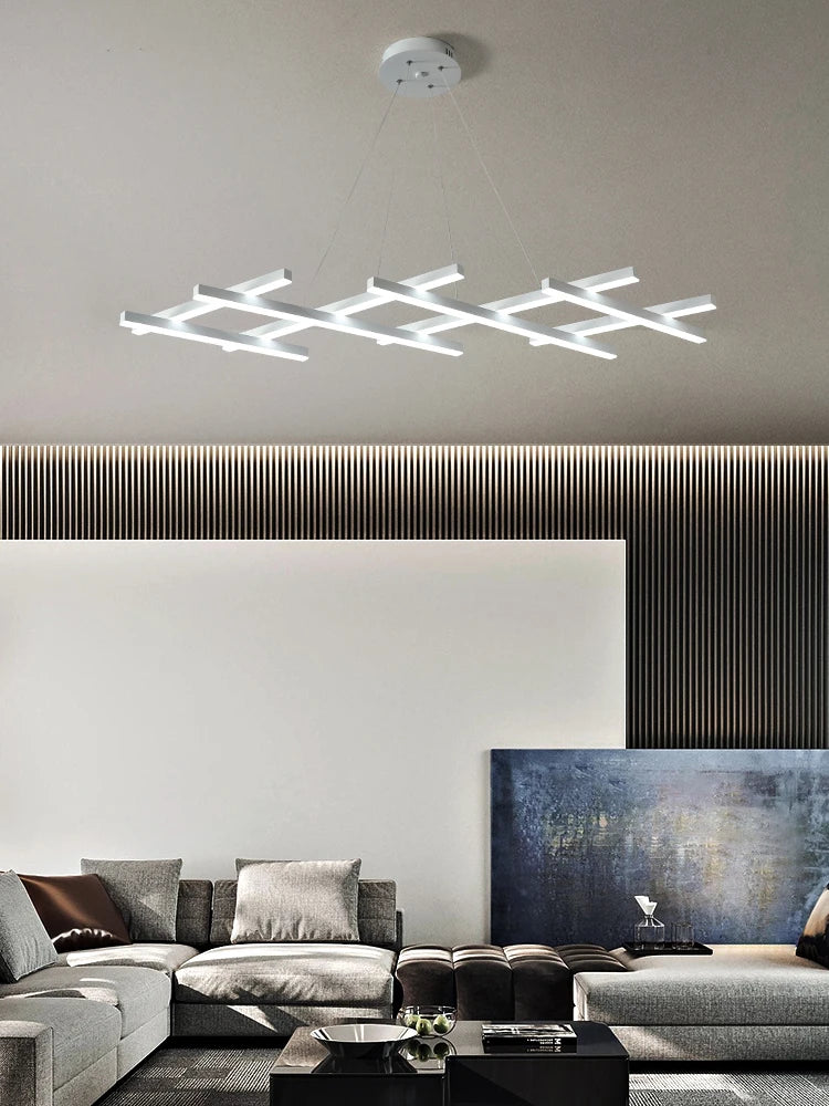 lustre led minimaliste moderne avec bandes lumineuses créatives - vue 4 sur 9