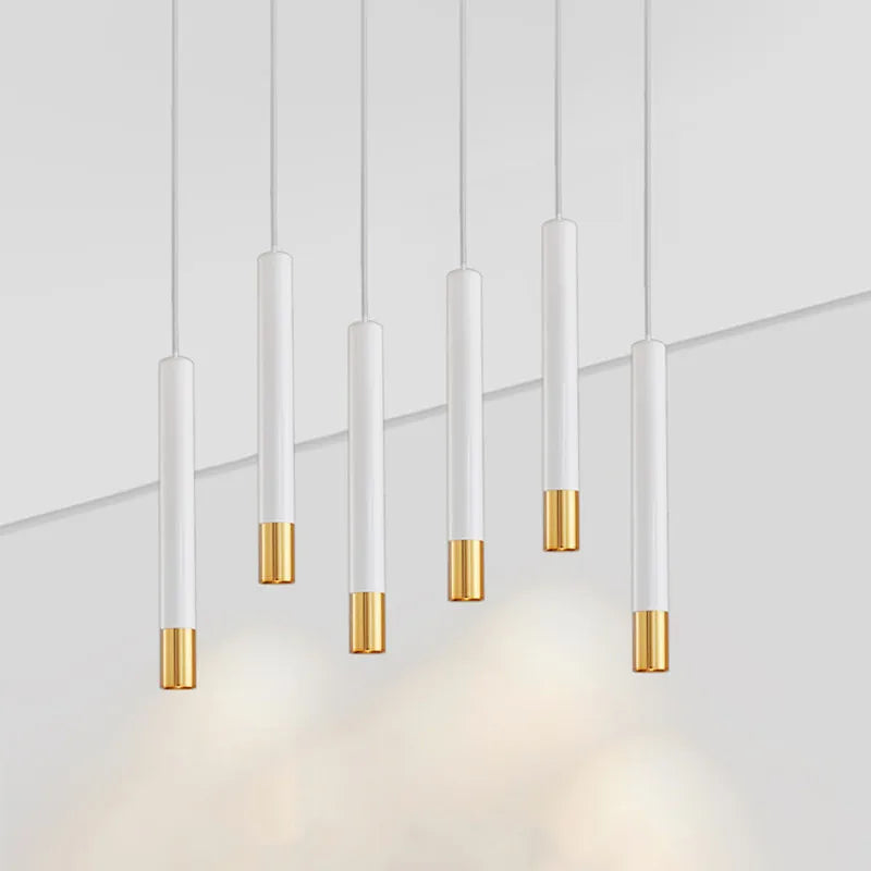 Suspension LED Nordique Dimmable Longue Tube Décoration Cylindre Tuyau Cuisine Salon
